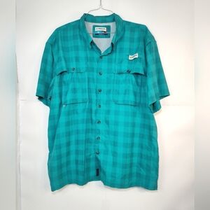 Magellan Outdoors Men's Teal Plaid Shirt Relaxed Fit Size (2XL)